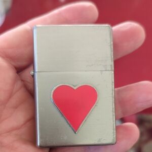 Silver Zippo with Red Heart Design Limited Edition 2006